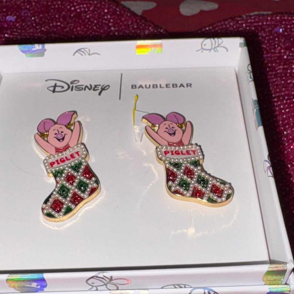 BaubleBar Festive Piglet Earrings - Pink, Green, Red